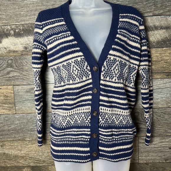 Madewell Cardigan Size XS Knit Fair Isle Style Merino Wool - Picture 1 of 8